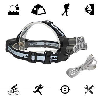 

Tactical Headlamp 7 LED T6/Q5 Headlight USB Rechargeable Head Lamp Camping Light Fishing Flashlight with USB Charger