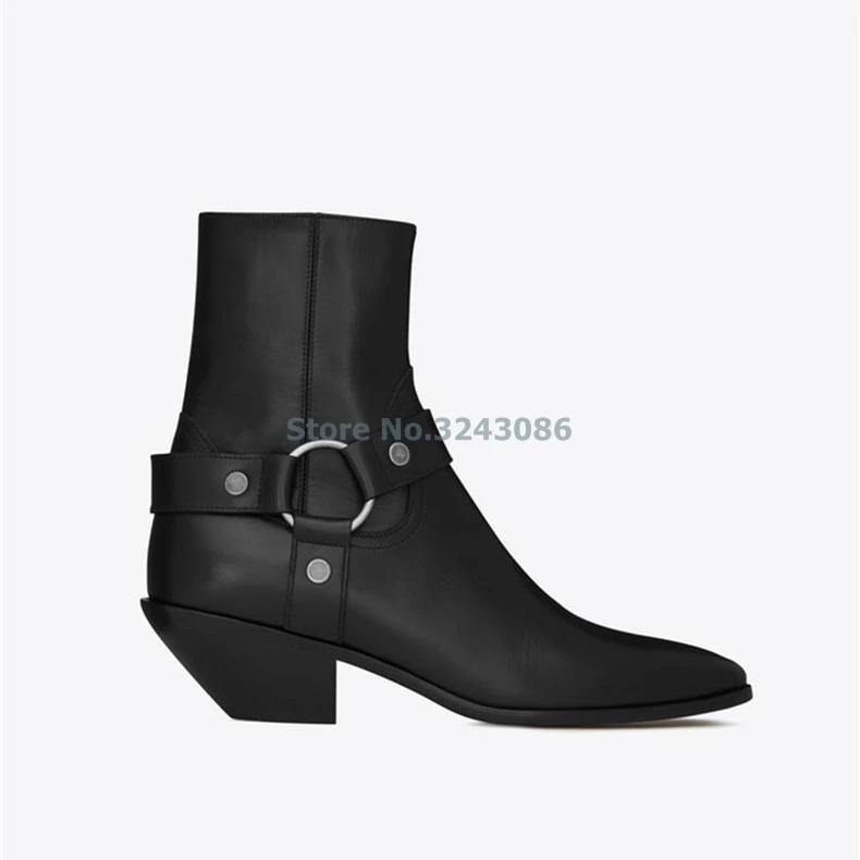 chunky heel pointed toe boots