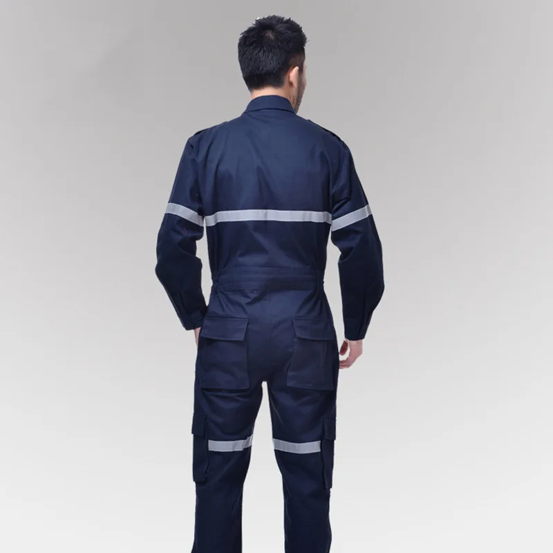Защитная одежда для мужчин, хлопковый комбинезон с длинным рукавом, светоотражающая защитная Рабочая одежда, авторемонт, инженерная форма размера плюс