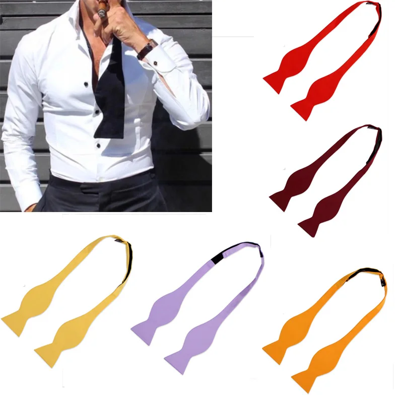 Bow Ties Self Tie Men's Fashion Solid Color Bowtie Adjustable Business Wedding Papillon For Men Accessories