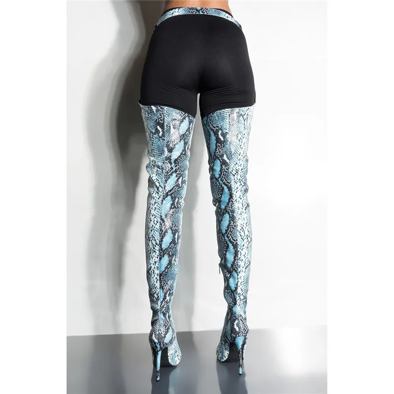 Bout Python Boucle Dames Talons Ceinture Cuissardes Sexy As Imprimé Sur Chaussures Bottes Femmes Pic Taille Mujer 2019 Genou Serpent Pointu 8OknP0w