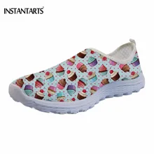 INSTANTARTS забавная еда Украшение Тортов Кекс Печать студентов летние туфли на плоской подошве дышащие легкие кроссовки для девочек повседневная обувь на плоской подошве