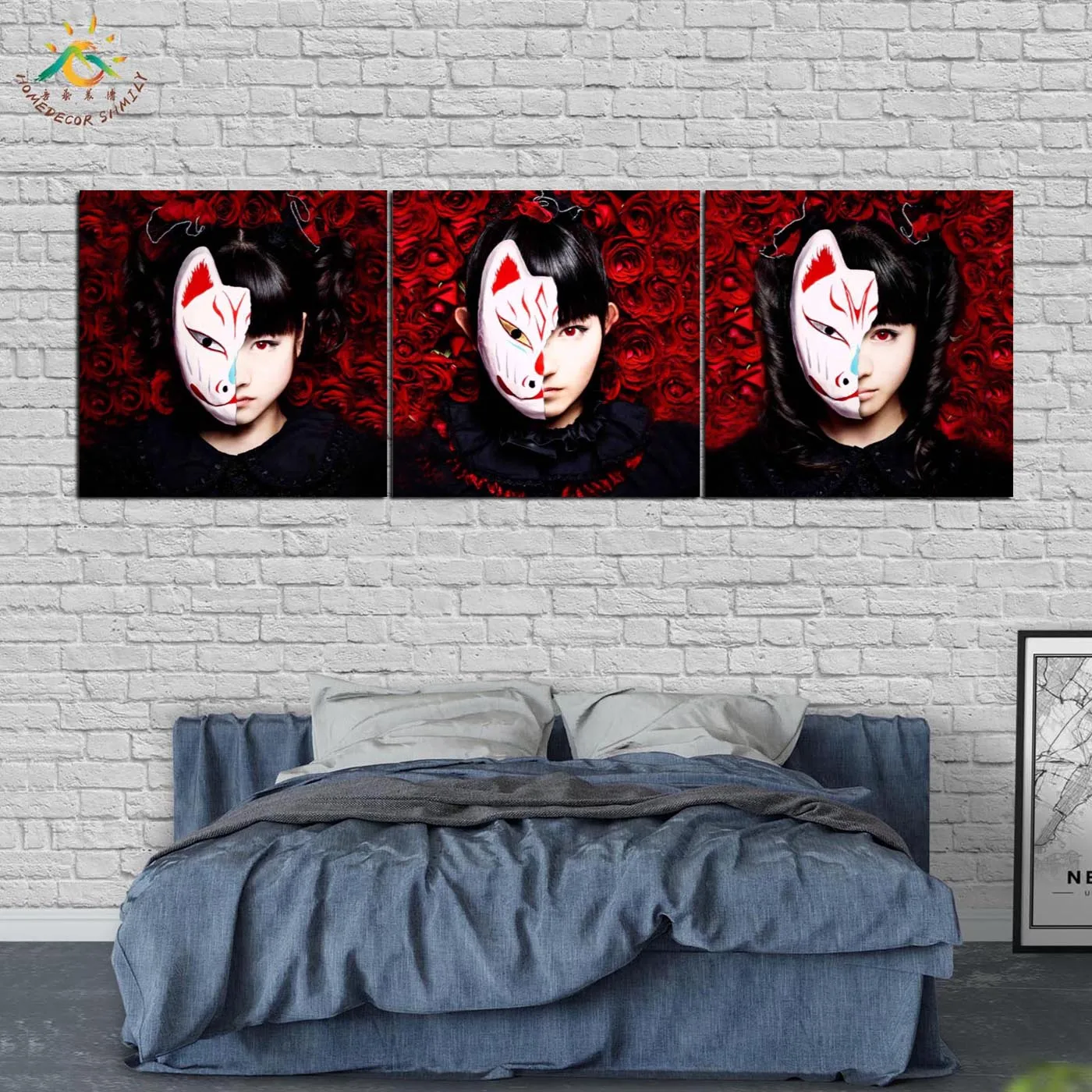 купить! Японская Роза Маска Девушка Wall Art HD Отпечатки На Холсте Принт Живопись Картина Холст Картины