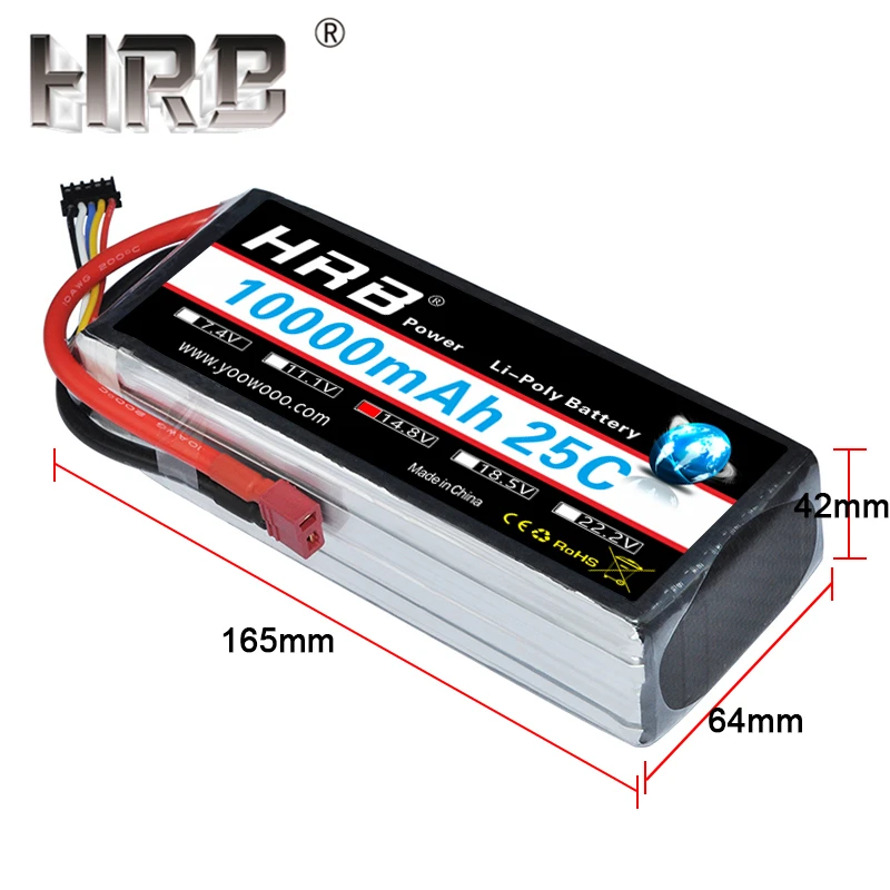 HRB 10000mAh 14,8 V Lipo батарея 7,4 V 11,1 V T Deans 18,5 V 22,2 V 25C Квадрокоптер самолет грузовик Автомобили RC запчасти 2S 4S 5S 6S 3S AKKU