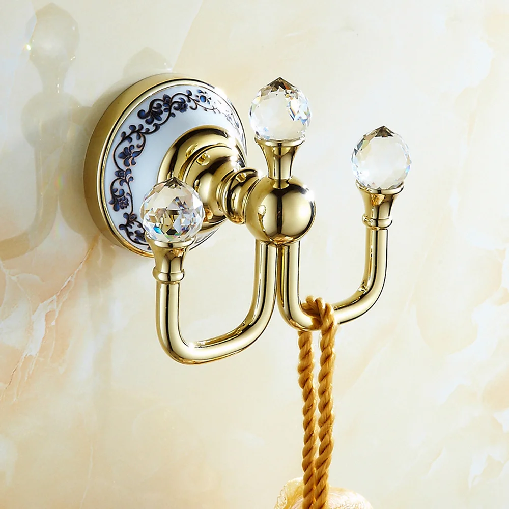 

European style gold coat hook single hook antique blue and white porcelain towel hook coat hook clothes hanger wx8251418