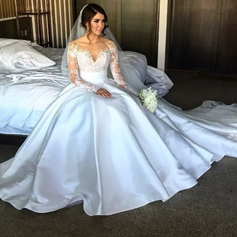 Elegant 2016 New White Taffeta Ball Gown Wedding Dress Vestido De Elegant 2016 New White Taffeta Ball Gown Wedding Dress Vestido De Noiva Bridal Robe Mariage Casamento Gowns In Dresses From Weddings