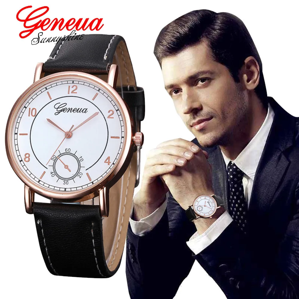 Men's Fashion Waches Retro Design Leather Band Analog Alloy Quartz