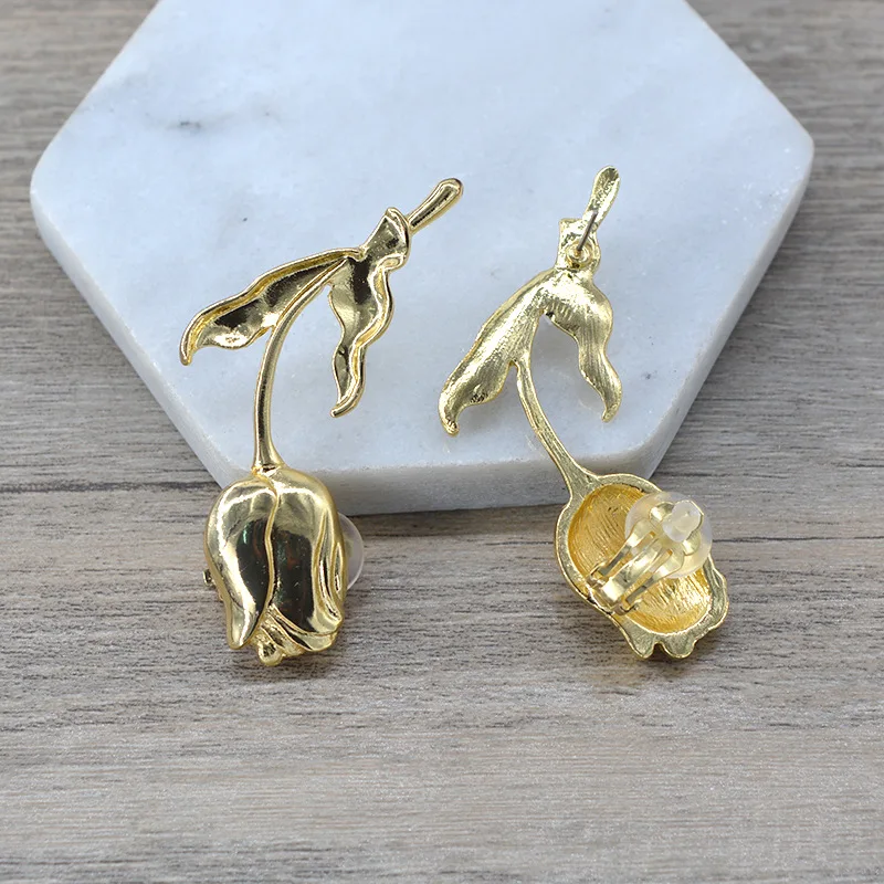 Rose Earrings without Pierced Ears