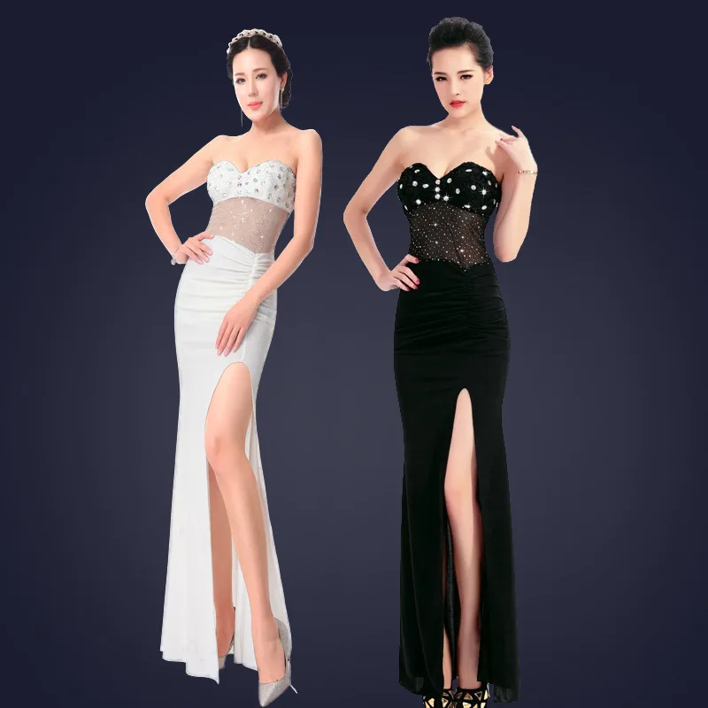 women's evening dress long Club KTV Miss dress long skirt V