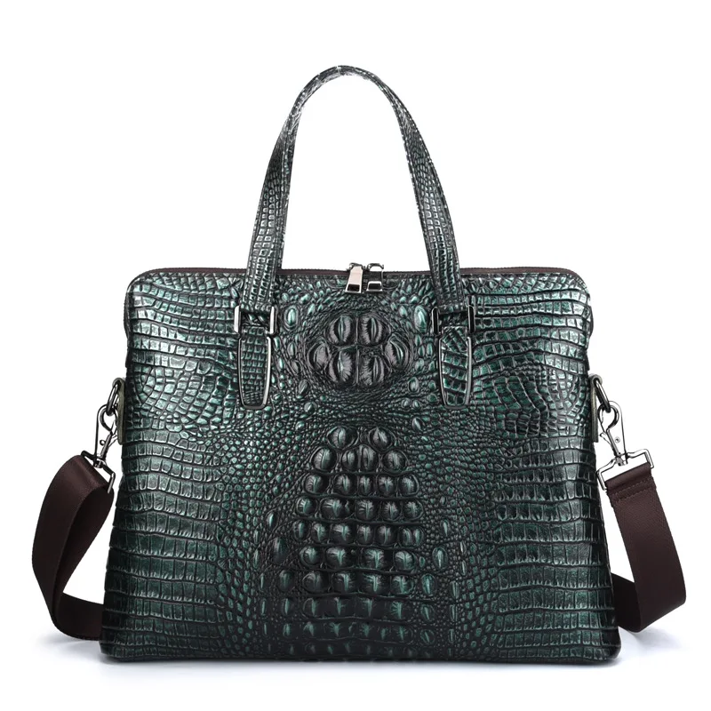 Genuine Leather Men Briefcase Bolso Hombre Negocios Crocodile Leather Laptop Computer Bag Business Men Handbags Bolso Ordenador