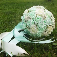 Искусственный жемчуг цветок роза букет Красивый Фиолетовый Свадебный букет все ручной работы Свадебный букет s