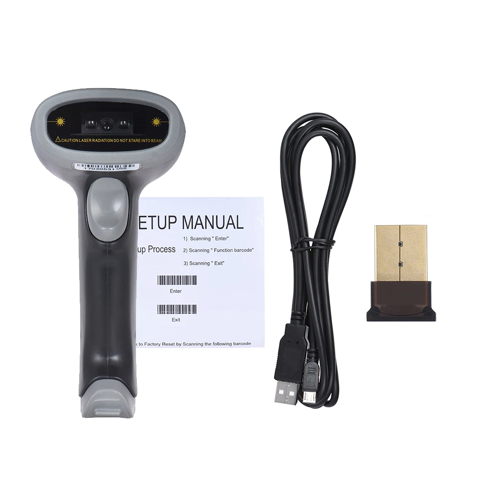 Wireless 1D Barcode Scanner Bluetooth Screen Bar Code Reader Auto Scanning CCD Red Light 2000dpi 260t/s Internal Storage 2500