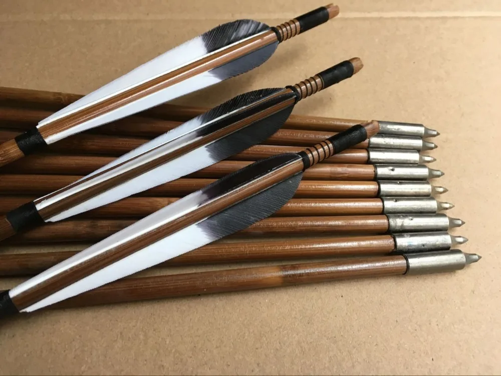 6 шт./12 шт. бамбуковые стрелы с крашеными перьями|bamboo arrows|arrow for huntinggood arrows |