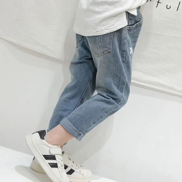 HE Hello Enjoy Toddler Boys Jeans Autumn Print Stars Boy Clothes Denim Pants Elastic Waist Children Trousers Kids Girls Jeans 2