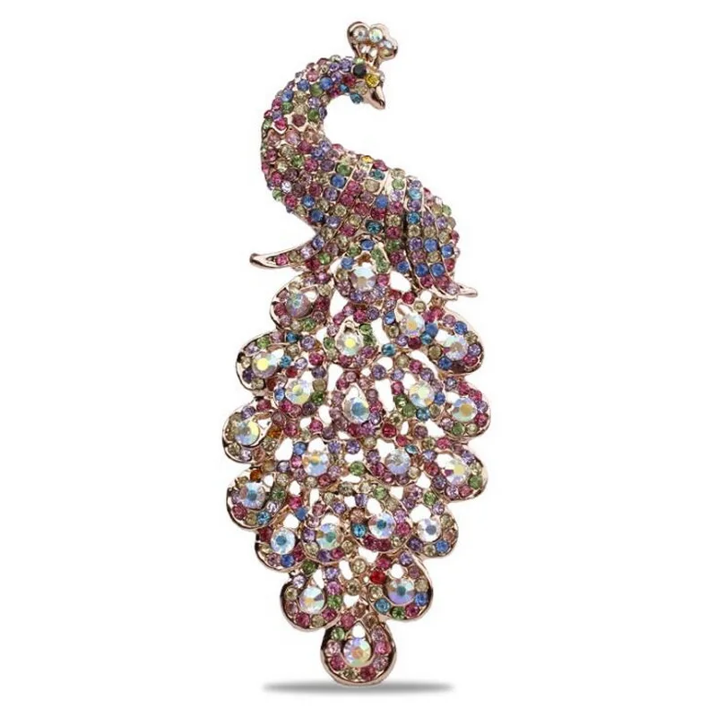 Fantasyard Multicolor Crystal Peacock Pin Brooch Pendant