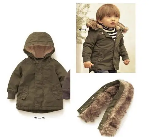 

Boy's Winter Fleece Coats 2017 Long Sleeve Hooded Coat Preppy Style CHildren's Casual Outerwear Keep Warm Windproof Coat 1-5Y