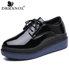 DRKANOL/Женская обувь из искусственной кожи на плоской платформе; сезон весна-осень; женская повседневная обувь на толстой подошве со шнуровкой и круглым носком; женская обувь на плоской подошве