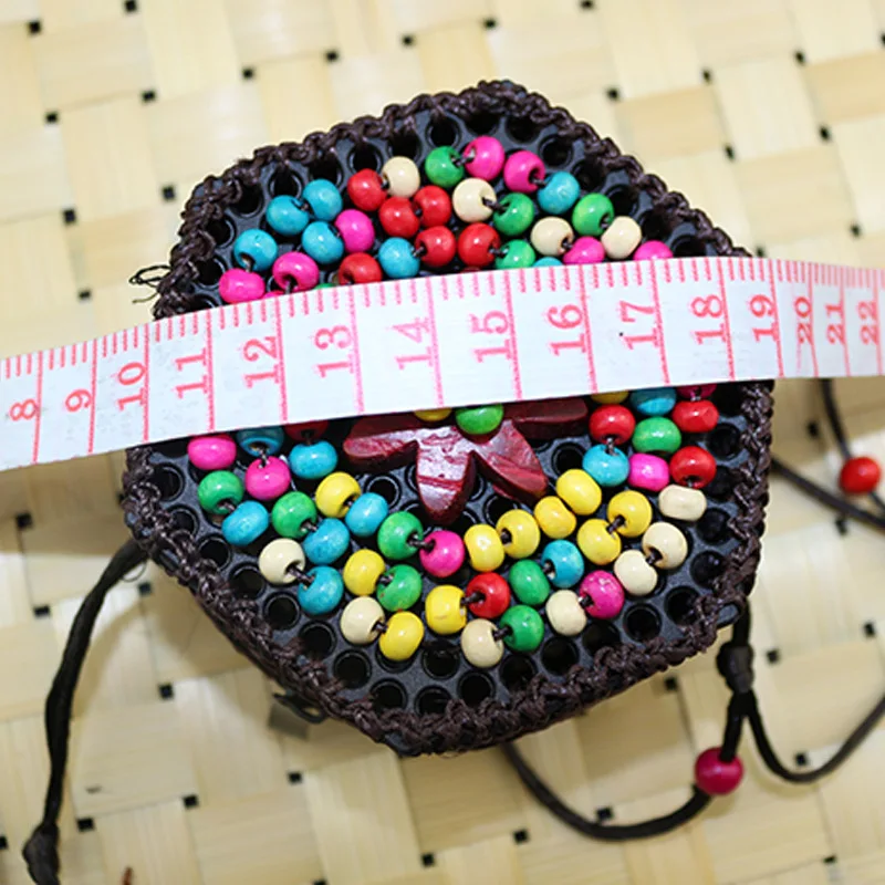 Women Coin Purse Coconut Shell Vintage Wallet Mini Hollow Zipper Money Holders Beading INS Popular Female Straw Bags CB0055 (5)