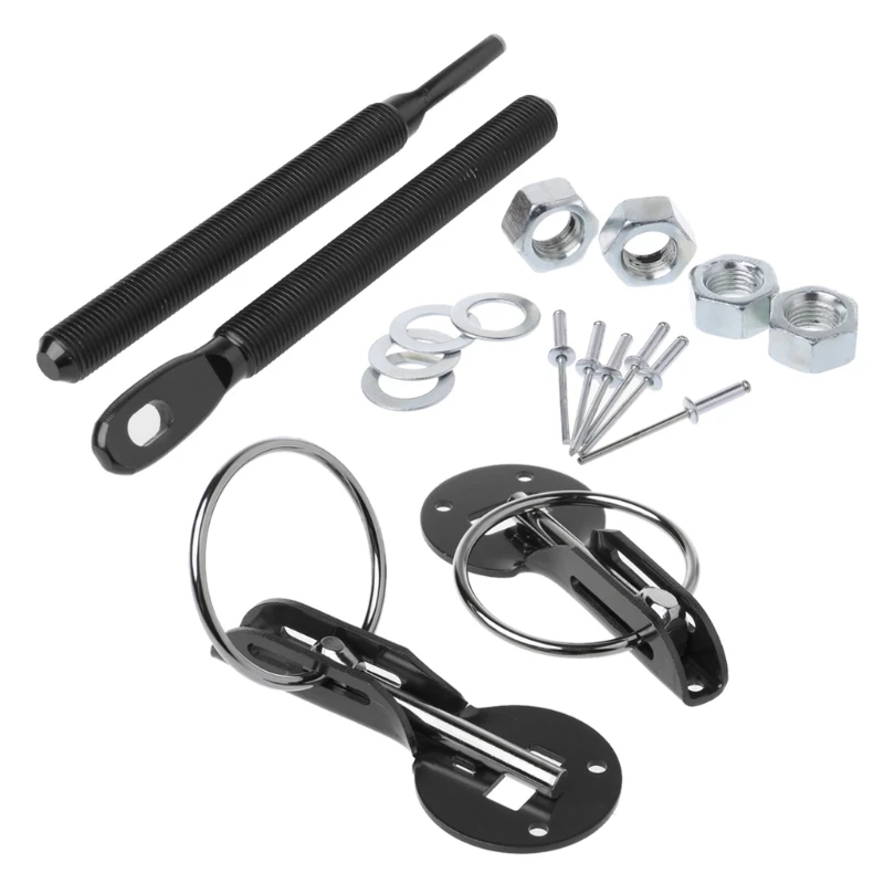 Car Hair Pin Style Sport Hood Latch Pin Bonnet Engine Lock Set Kit Universal CNC