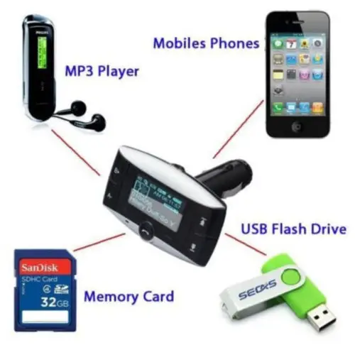 Громкой связи ЖК-дисплей Car Kit MP3 плеер Bluetooth Беспроводной fm-передатчик автомобильное зарядное устройство fm-модулятор SD MMC USB+ удаленный