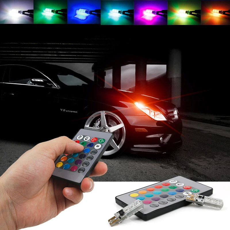 

T10 RGB LED Bulbs Remote Controller Car Wedge Side Light For HYUNDAI IX35 Solaris Opel Mokka kia sportage Audi a4 b8