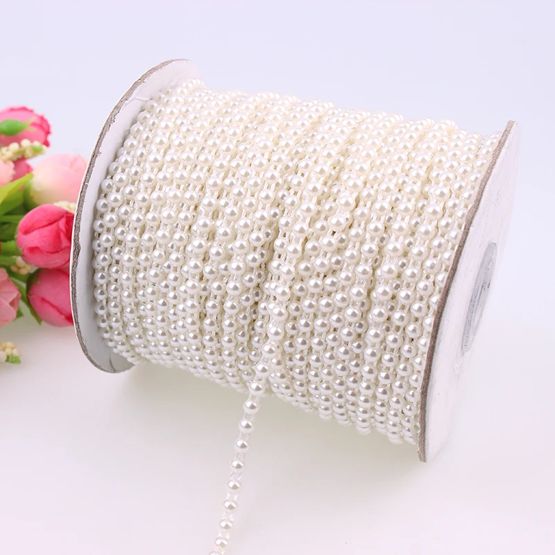 

4mm 2 Colors Imitation Pearl Strands 50m/Roll Half Round Beads Garland Chain Rolls String For Wedding Decoration Crafts