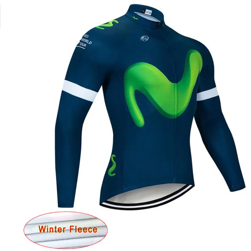 

Movistar Pro team cycling jersey Racing Bike Long sleeve winter Thermal Fleece Cycling Clothing Maillot Ropa Ciclismo Hombre D4