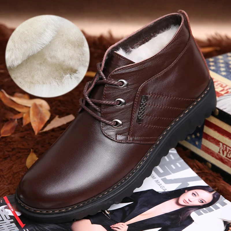 Утепленная мужская обувь; теплые зимние ботинки; модные популярные ботинки на шнуровке на плоской подошве; черные, коричневые мужские ботильоны; 2,5A