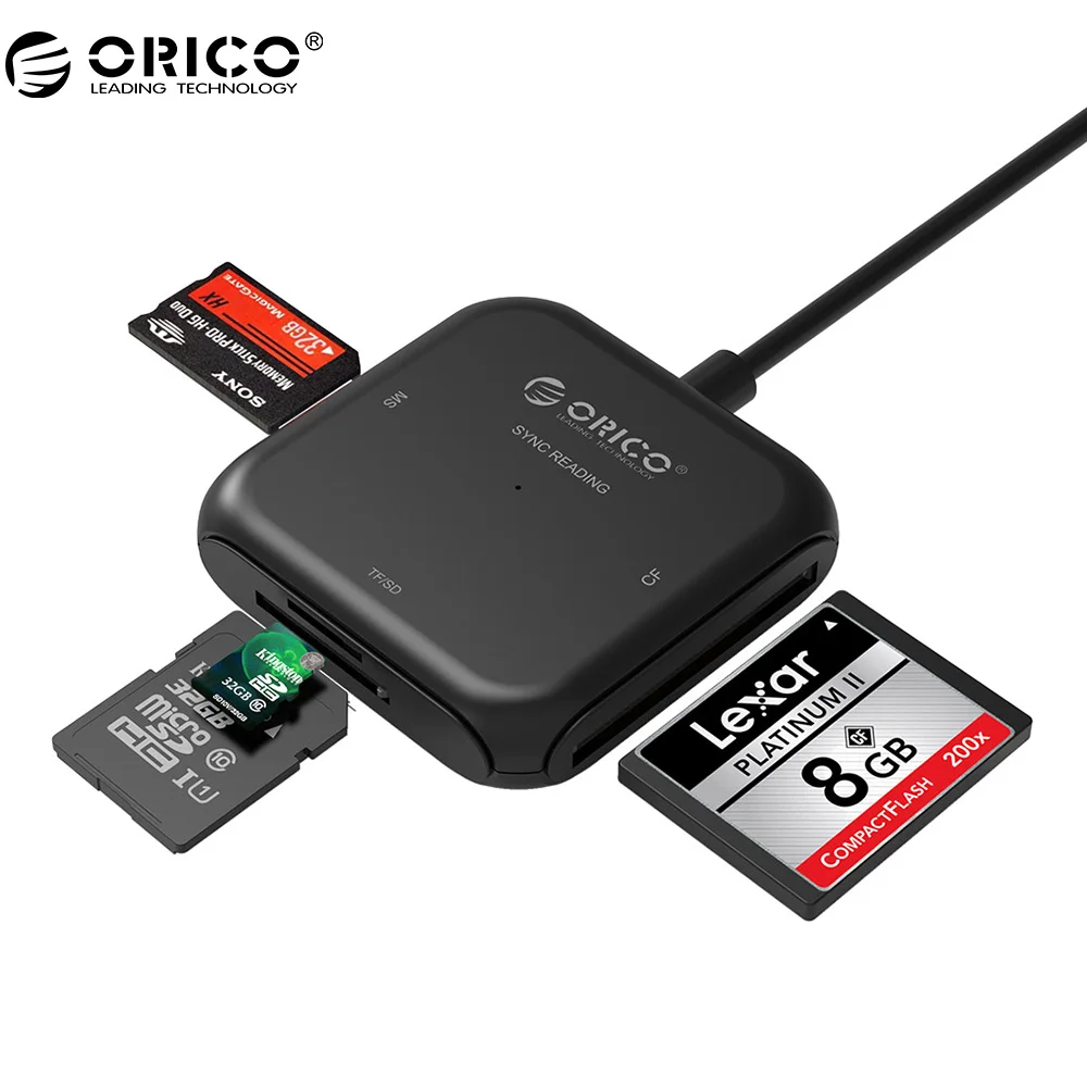 

ORICO 4 in 1 USB 3.0 Smart Card Reader Flash Multi Memory Card Reader for TF/SD/MS/CF 4 Card Read & Write Simultaneously- CRS31A
