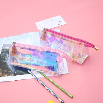 

Fashion Laser Paillette Pen Case Pencil Bag Multifunctional Waterproof Cosmetic Pouch for Girls School Supplies Stationery
