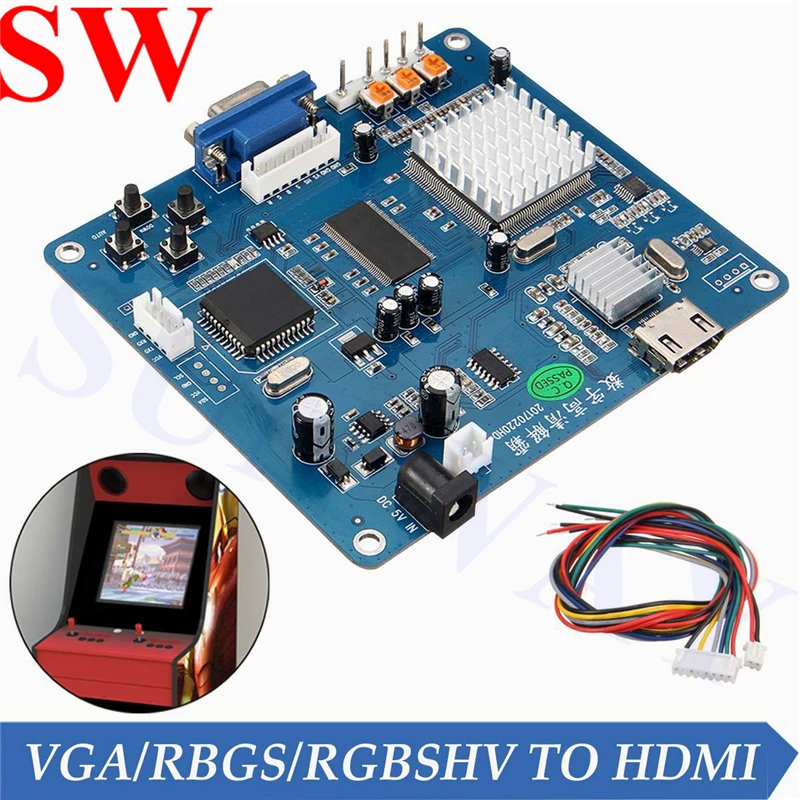 Новое поступление CGA в HDMI конвертер RGBS/CGA/EGA в HDMI конверсионная плата PCB для HD ЖК-монитора аркадная игра шкаф машина