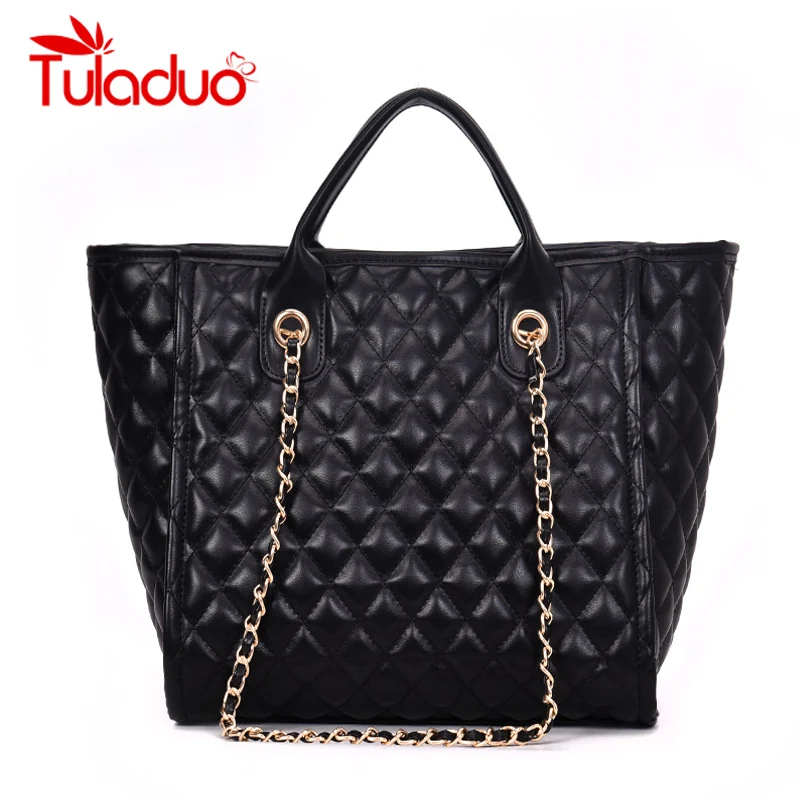 

New Arrival Diamond Lattice Women Bag Shoulder Leather Luxury Handbags Women Bags Designer Casual Chain Tote Bags For Woman 2018