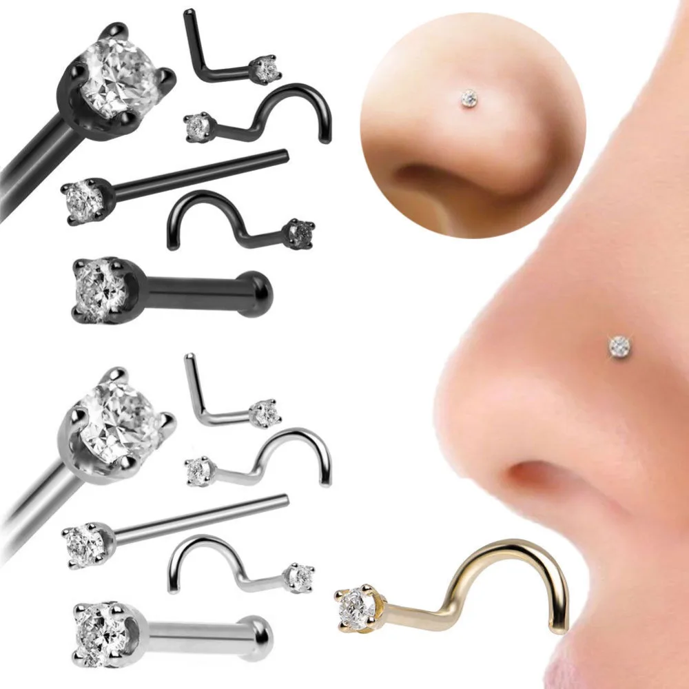 Buy 5pcs Small Nose Studs Piercing 7 Word Nose Rings