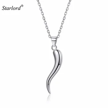 

Italian Horn Necklace 925 Sterling Silver 18" Cable Chain Cornicello/Cornetto Amulet Italian Jewelry P13274B