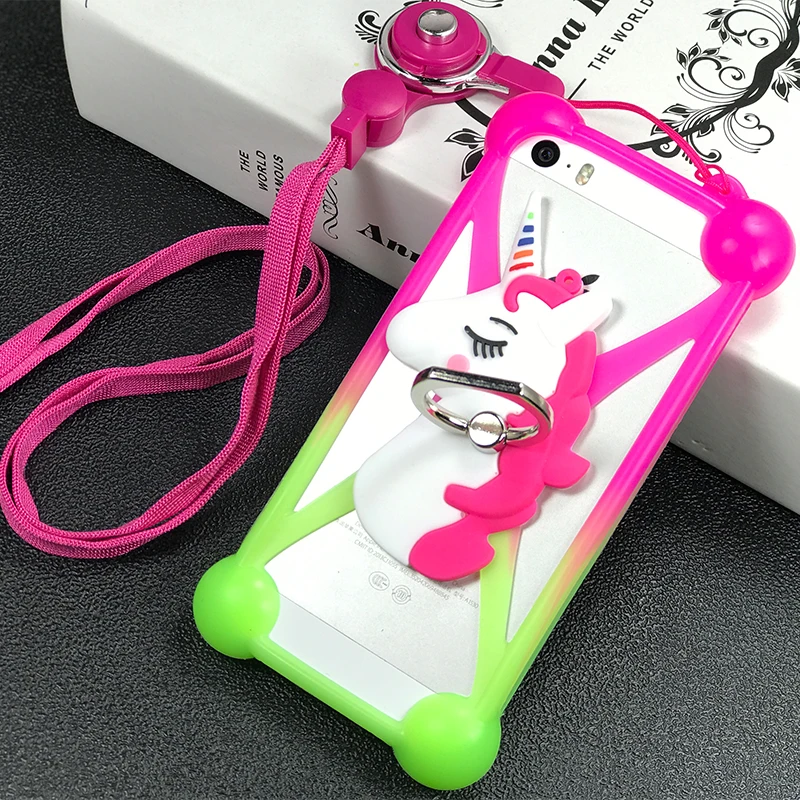 

Lucky Horse Soft Silicone Case For Iphone Samsung xiaomi huawei HTC etc. cover with Mobile phone Ring Lanyard 4-6 inch universal