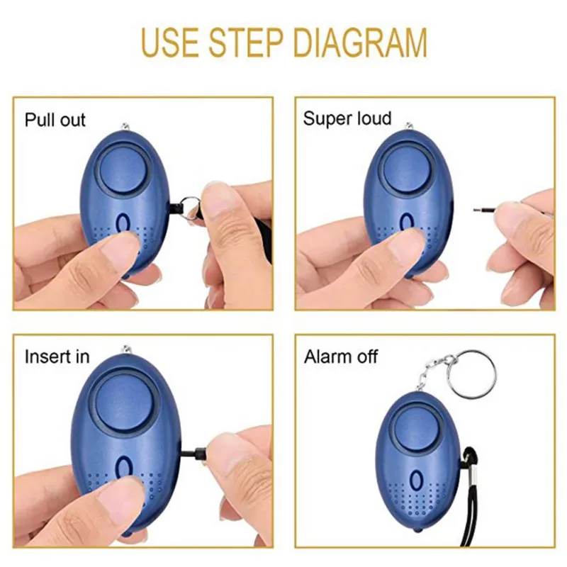 Инструмент для выживания на открытом воздухе, Самозащита, сигнализация для девочек и женщин, защита для безопасности, крик, громкий SOS брелок, сигнализация, светодиодный светильник