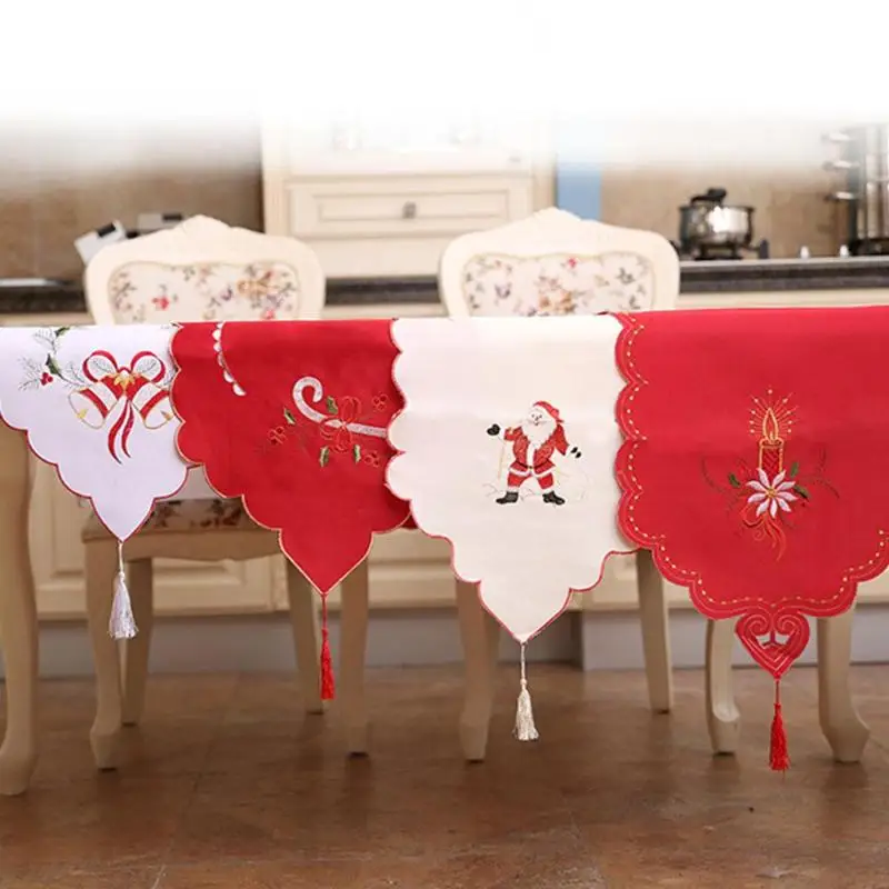 

Christmas Table Embroidered Floral Lace Dust Proof Covers Xmas Christmas Decoration for Home Natal New Year Table Cloths
