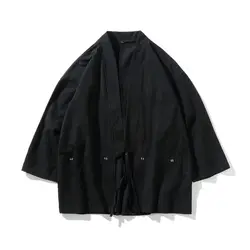 2019 Новый китайский стиль Hanfu мужской кардиган мужские халаты хлопок лен падение плечи семь точек рукав кардиган мужской топы