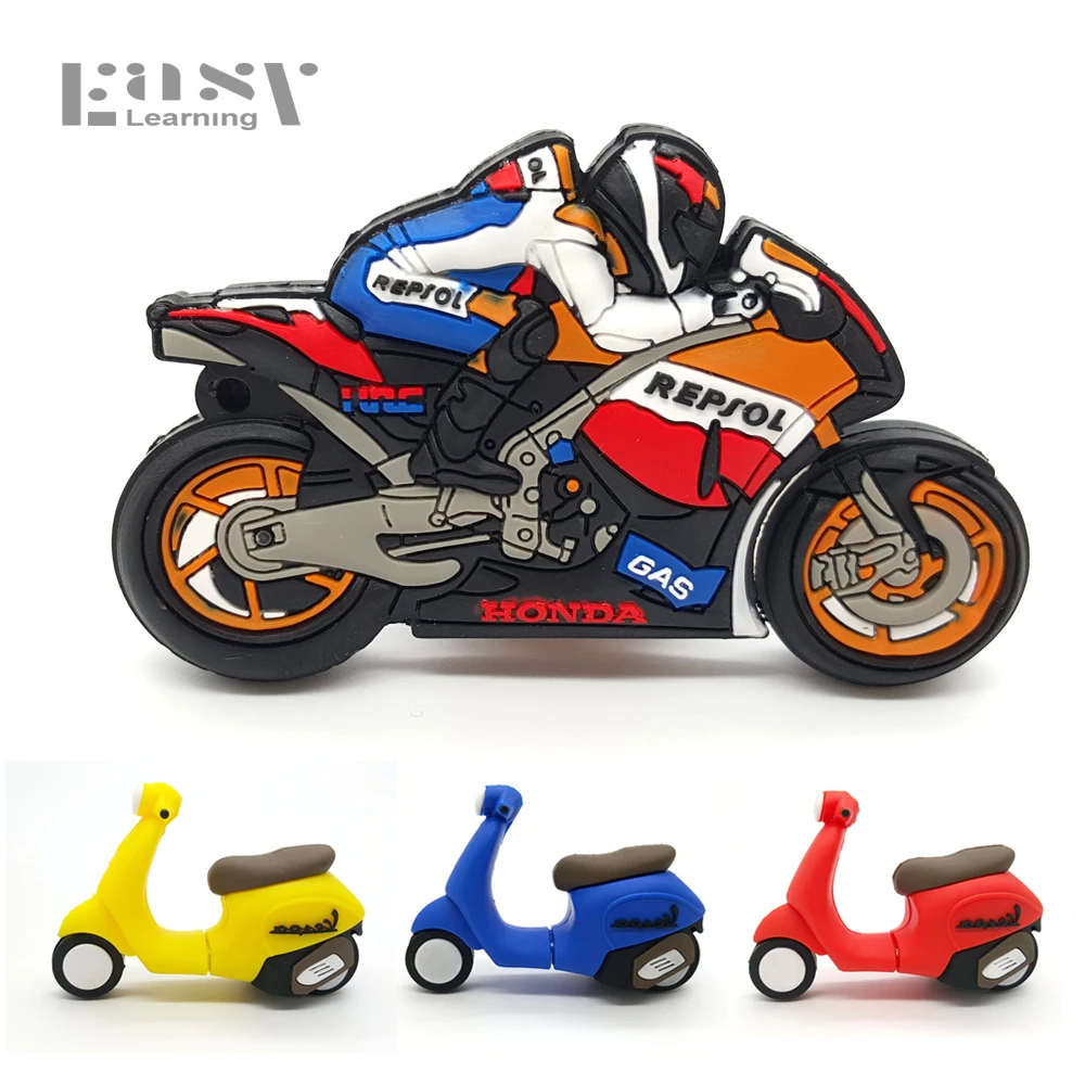 Easy Learning Cartoon USB Flash Drives Motorcycle U Disk Pen Drive 4GB 8GB 16GB 32GB 64GB Moto Car Pendrive Memory Stick | Компьютеры и
