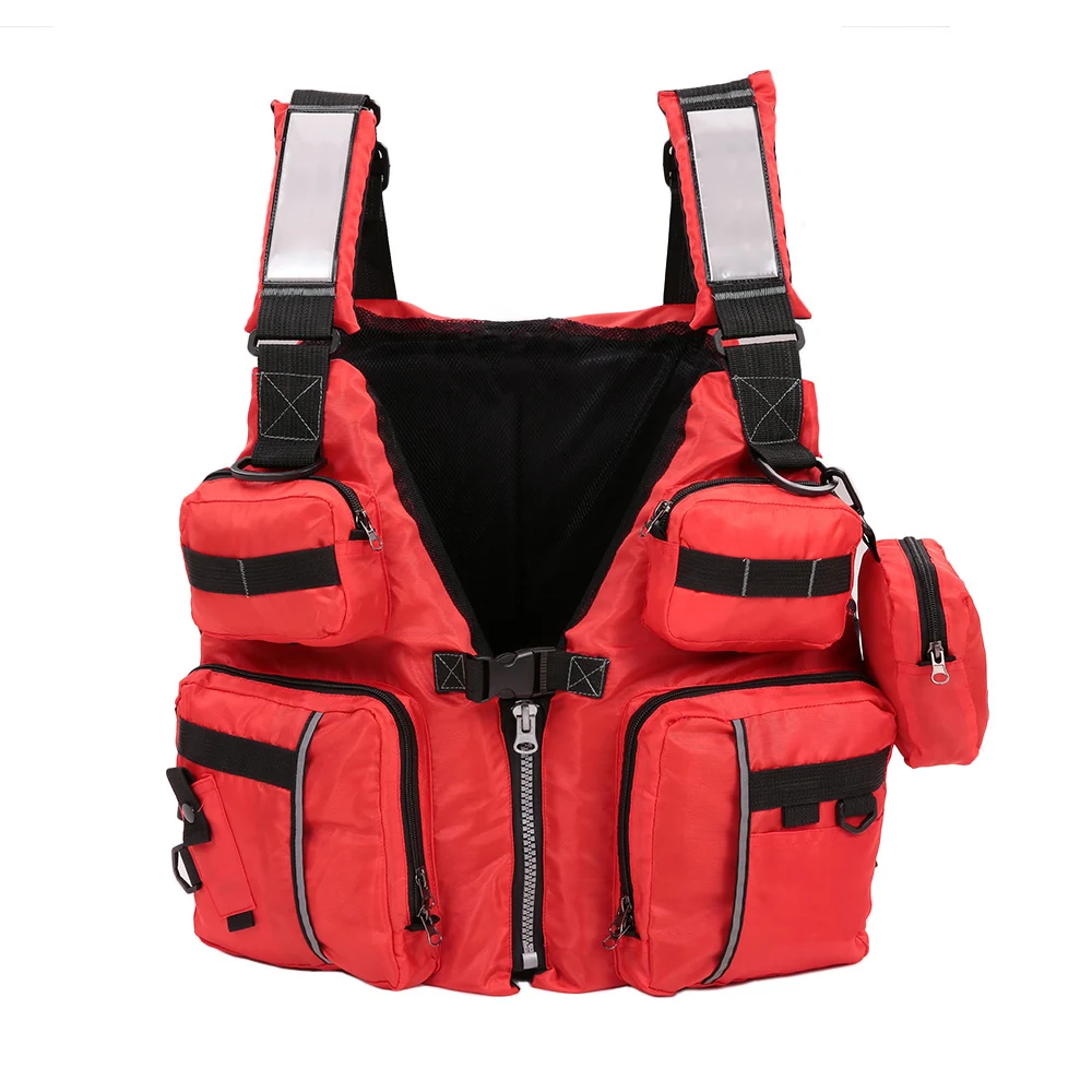 Черный/красный взрослый спасательный жилет для рыбалки жилет наружная Спортивная жизнь Защитная куртка съемная плавучие Colete Salva-Vidas для Pesca - Цвет: Красный