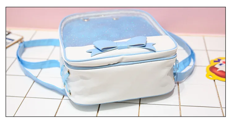 MSMO Kawaii Transparent Heart Window Lolita Student School Bag Backpack Candy Color Lovely Ita Bag Sweet Cute Girls Gift