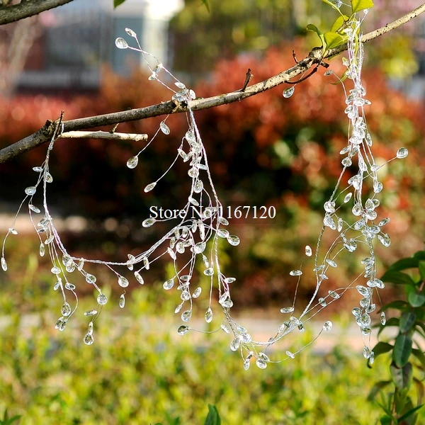 

4pcs/lot 1.3m Faceted Crystal Water Drop Beaded Branch Wire Clear Acrylic Bead Garland wedding favors(BG03)