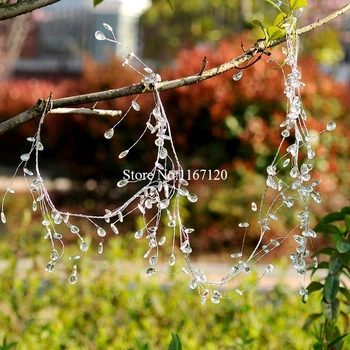 

4pcs/lot 1.3m Faceted Crystal Water Drop Beaded Branch Wire Clear Acrylic Bead Garland wedding favors(BG03)