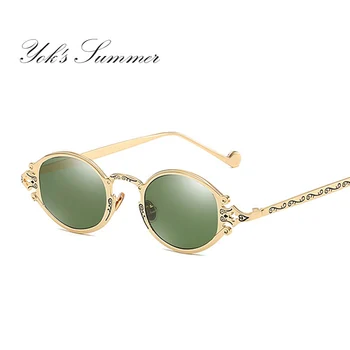 

YOK'S Round Gothic Polarized Sunglasses Vintage Metal Carved Steam Punk Oval Frame UV400 Shadow Driving Goggles Glasses WN1302