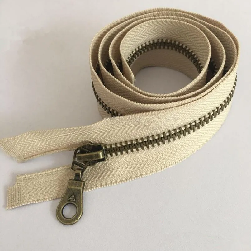 

1PC* 70cm #5 Zippers Open-End Metal Bronze Zipper Slider For Garment Jacket Coat DIY Zippers ZIP01