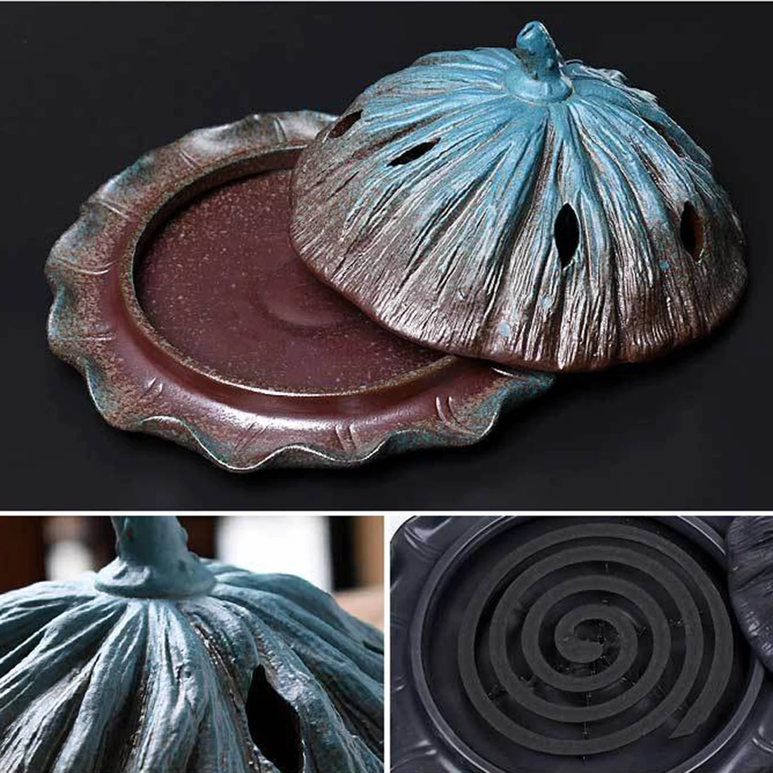 

VICTMAX Unique Extra Large Ceramic Mosquito Incense Burner Household Mosquito Coil Holder Pest Control Repellent 2 Colors