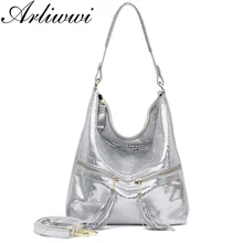 Arliwwi брендовые блестящие тисненые сумки со змеиным узором из натуральной кожи, женские сумки через плечо, большие вместительные женские сумки, Новинка