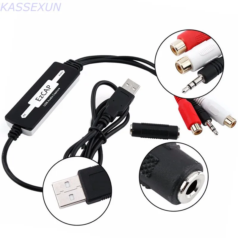3.5mm RCA RL To USB Audio Capture Turntable Vinyl LP Cassette to MP3 CD Recorder