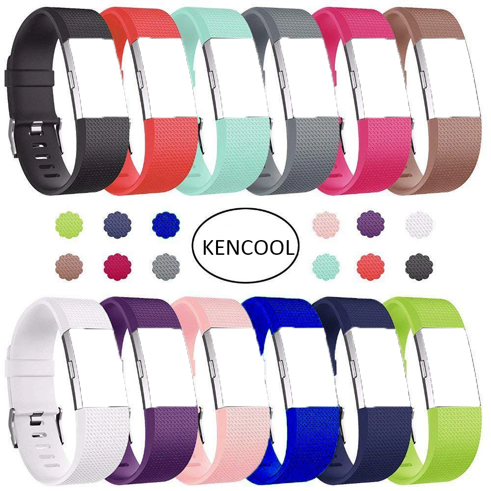 

Wristband Strap Accessories, KENCOOL 12pcs Set Replacement Accessories Watch Band Bracelet Strap for Fitbit Charge 2