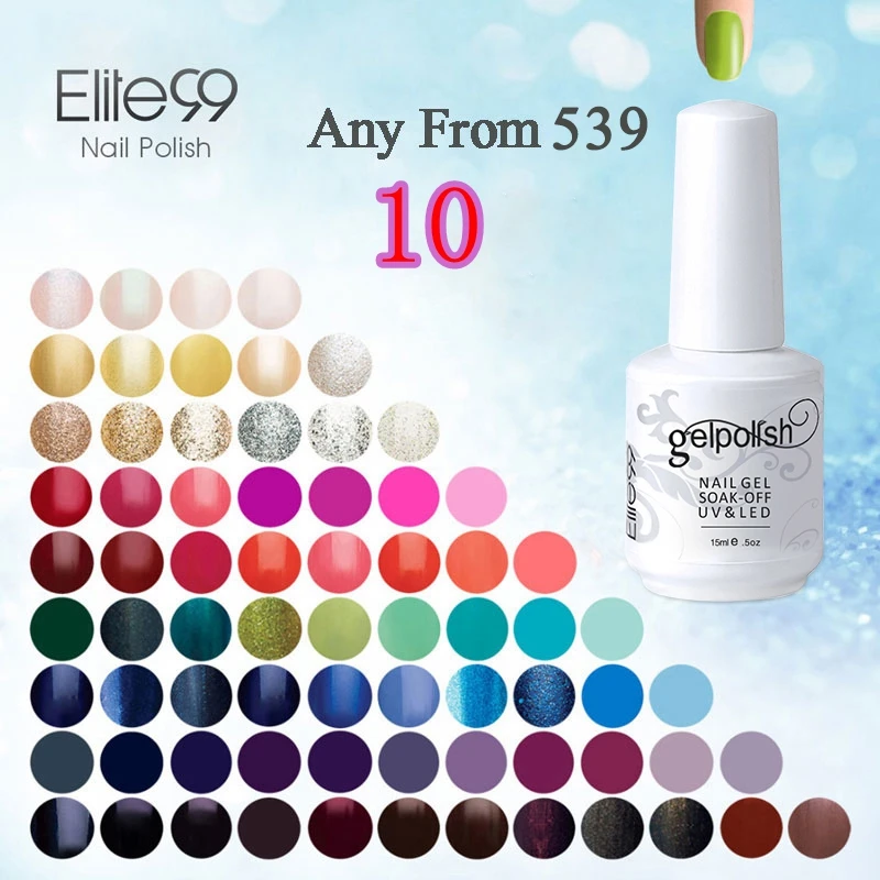 Elite99 15ml UV Gel Nail Gel Lacquer Curing Top Coating Base Foundation Acrylic Nail Kit Gel Nail Polish Pick Any 10pcs From 539